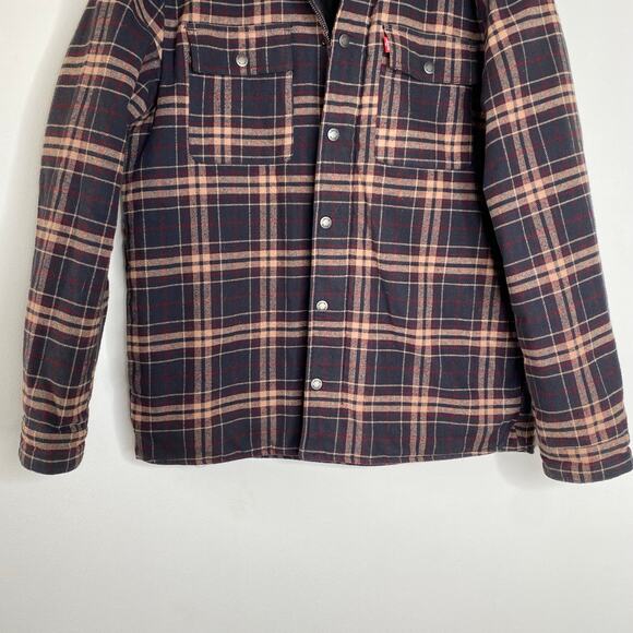 LEVIS Men’s Plaid Flannel Shacket Zip Snap Closure Lined Size Medium - Picture 4 of 11